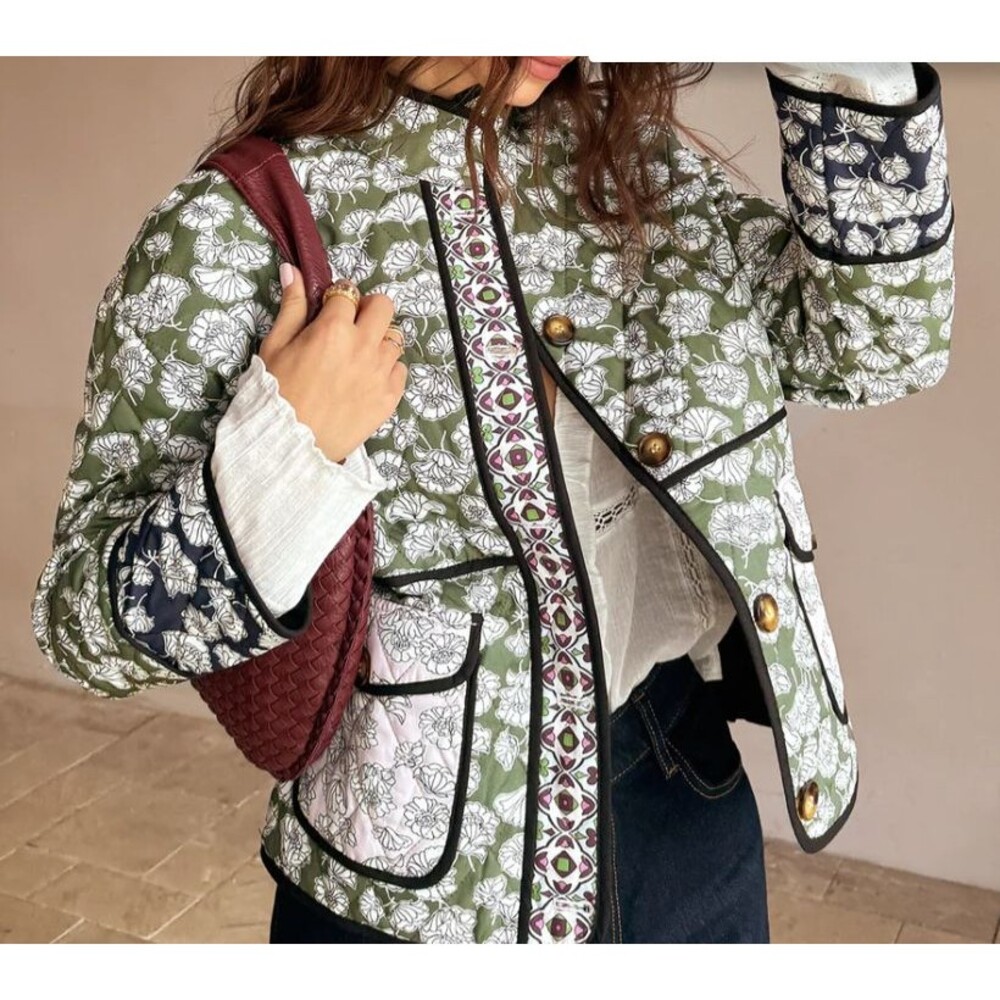 NWT Commense Boheme Flap Pockets Winter Coat Quilted Jacket Size Medium Green - Picture 8 of 8